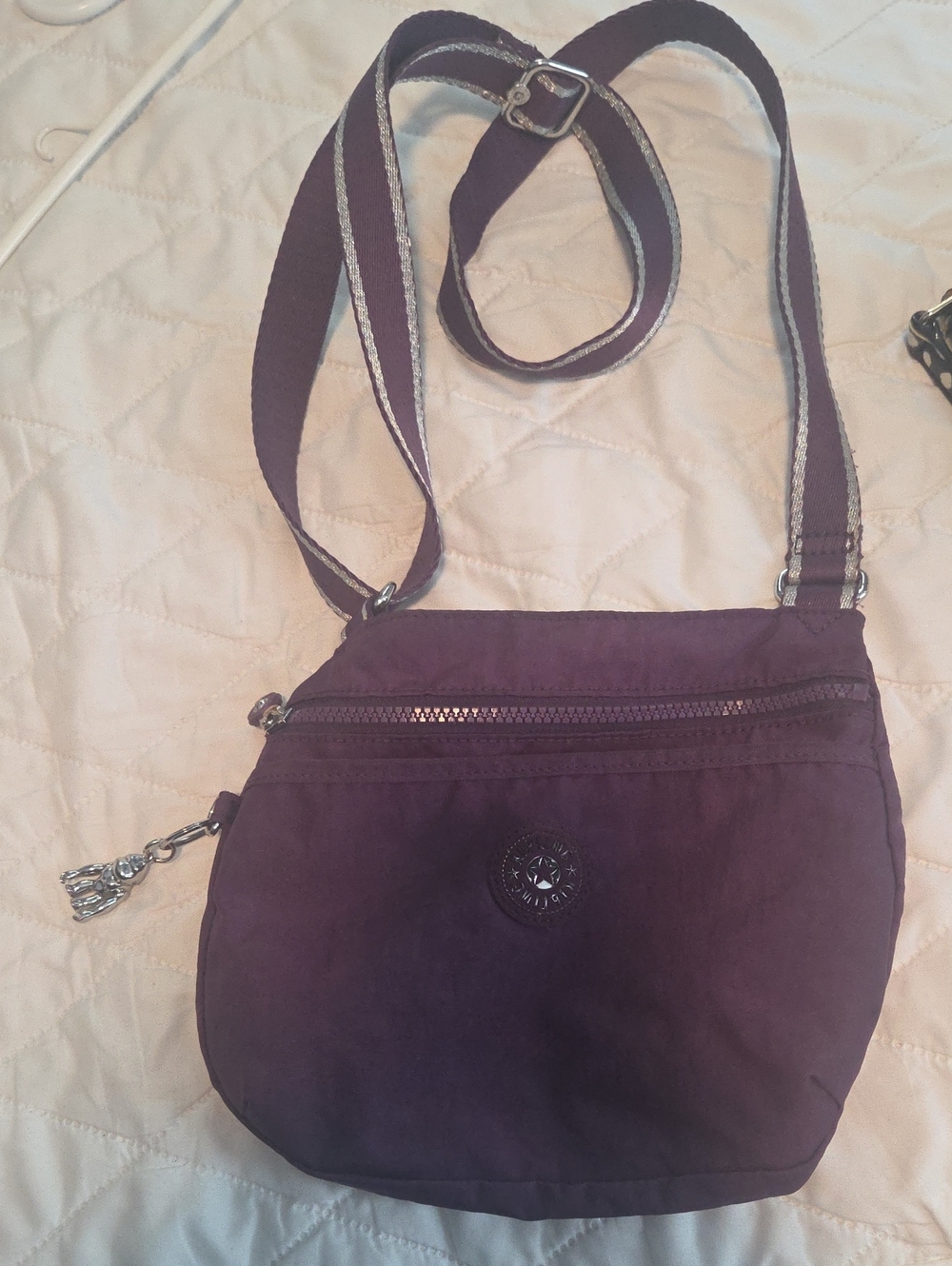 Kipling Plum Purple Small Crossbody Bag with Adjustable Strap